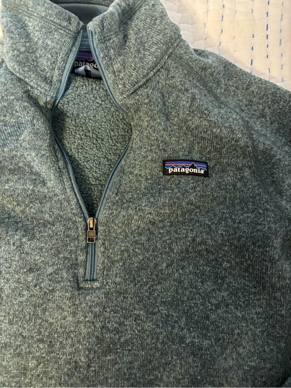 Patagonia Green Quarter-Zip Fleece Sweater - Picture 2 of 3
